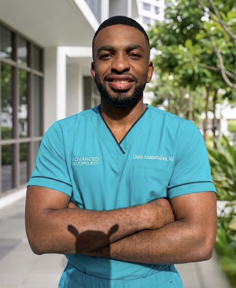 Chuba Amamchukwu, MD in medical scrubs